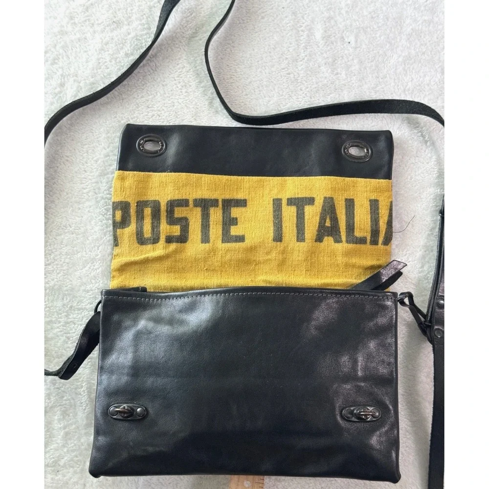 Delle Cose Poste Italia Black Leather Crossbody Italian Made Purse Dust Cover